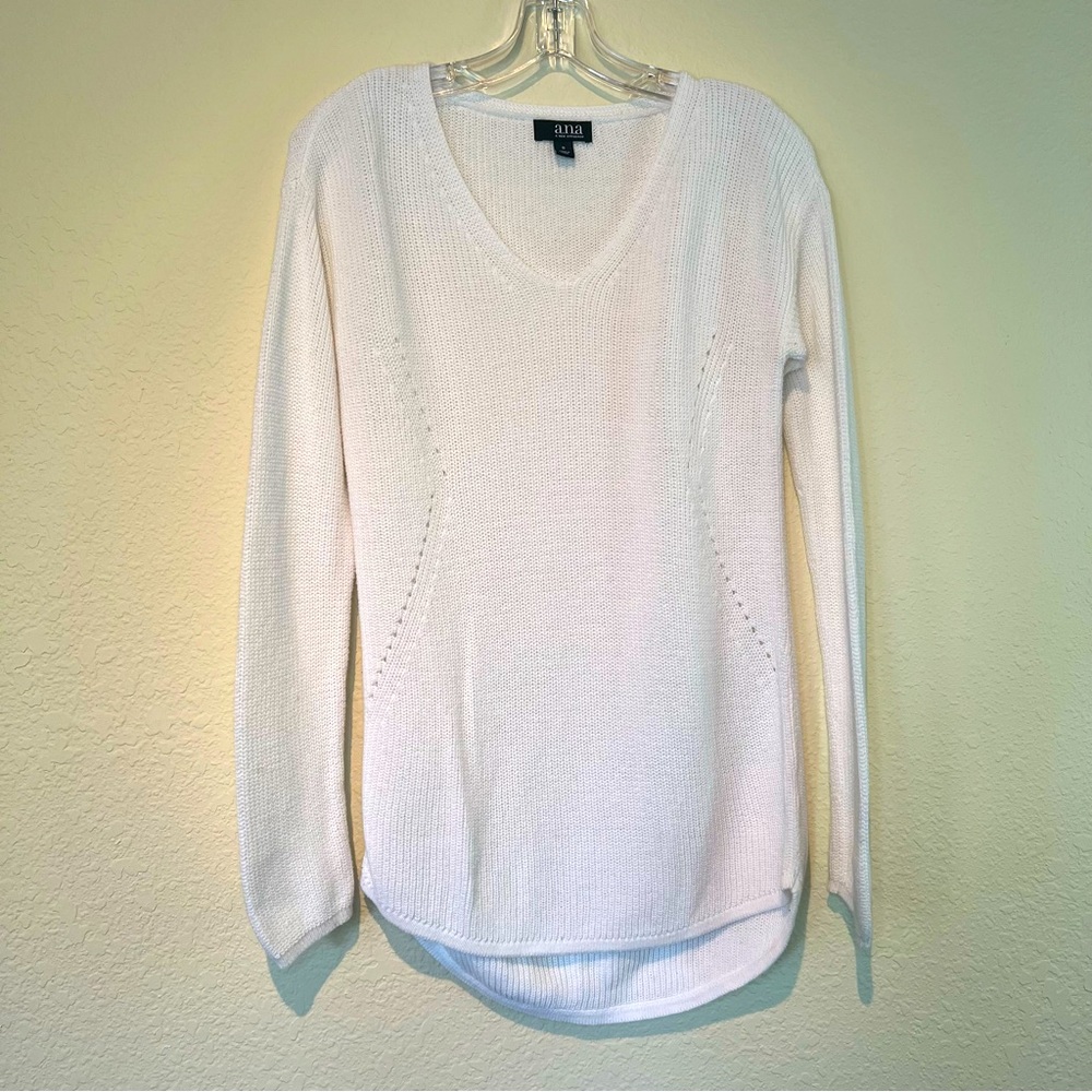 A.N.A. Long White pullover sweater. Size: S.           100% cotton.